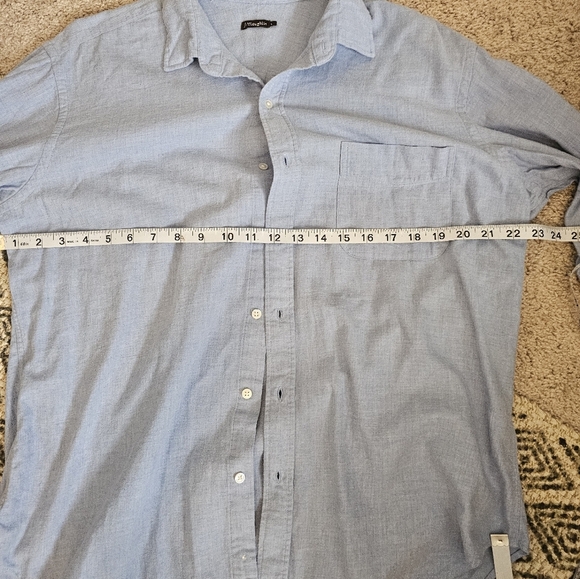 J McLaughlin Shirt Mens Blue Solid Button Up Regular Fit Casual Size L - Picture 5 of 5